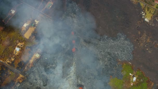 空中景观开阔的裂缝火山熔岩摧毁景观 — 图库视频影像