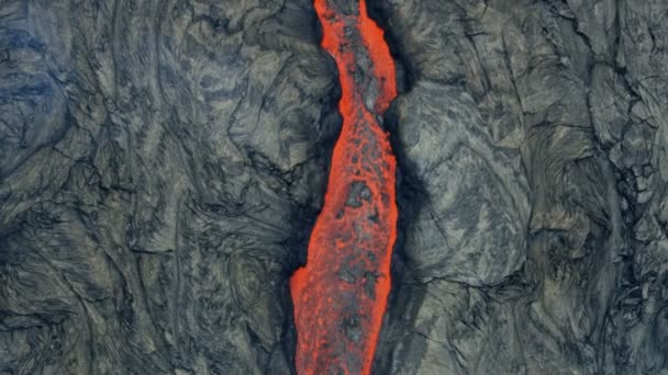 Aerial view of cooling natural red hot lava — Stock Video