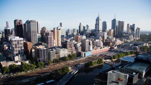 Passageiro trem tempo lapso Flinders Street Station Melbourne — Vídeo de Stock