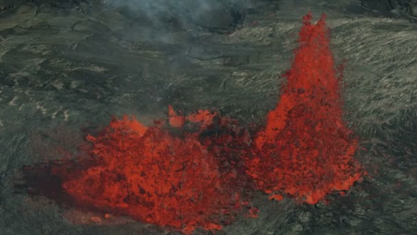 Lotnicza roztopiona lawa z wybuchu wulkanu — Wideo stockowe
