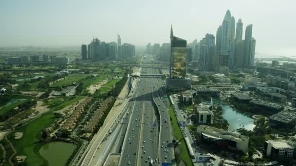 Luftaufnahme Sheikh Zayed Straße Stadt Wolkenkratzer Dubai — Stockvideo
