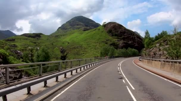 POV scenic driving Glencoe valley highway Great Britain — Stock Video