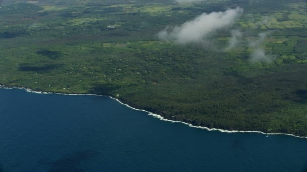 Flygfoto Big Island giftig rök vulkanisk lava — Stockvideo