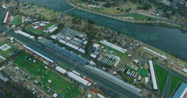 Vista aérea Albert Park Lake instalaciones deportivas Melbourne — Vídeo de stock
