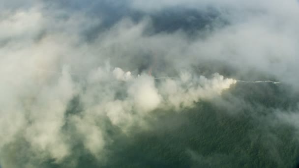 Letecký pohled roztavená láva tekoucí do Tichého oceánu — Stock video