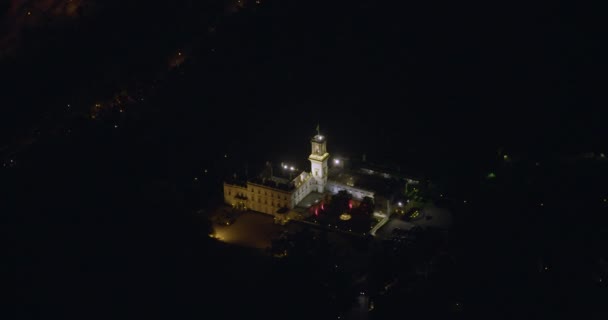 วิวกลางคืนทางอากาศ ไฟส่องสว่าง บ้านรัฐบาล เมลเบิร์น — วีดีโอสต็อก