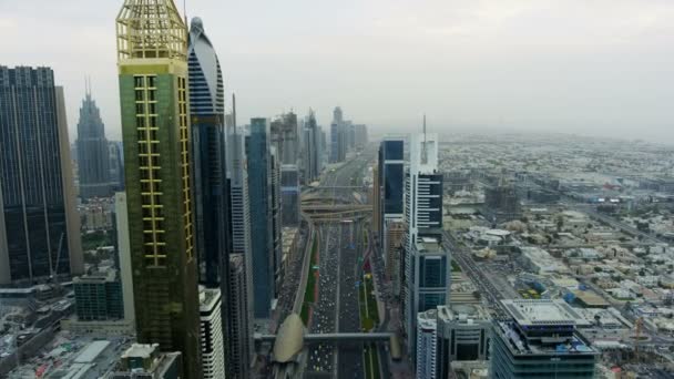 Letecký pohled Sheikh Zayed road city Mrakodrapy Dubaj — Stock video