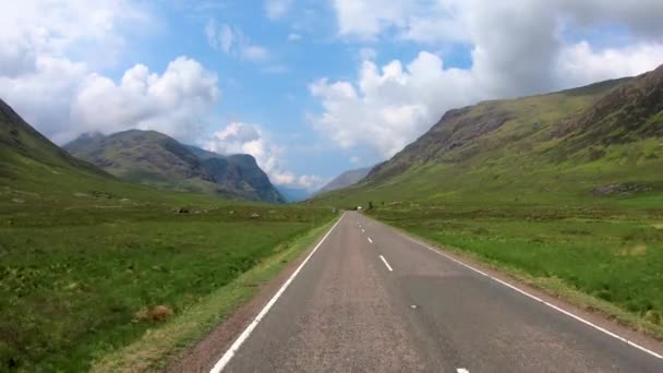 POV driving near the Three Sisters of Glencoe — Stock Video