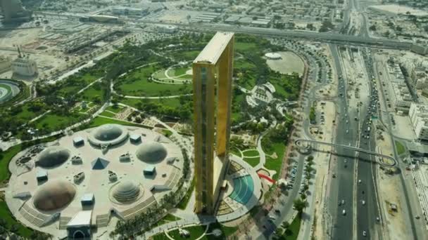 มุมมองสถานที่สําคัญทางอากาศ Dubai Frame Zabeel Park UAE — วีดีโอสต็อก