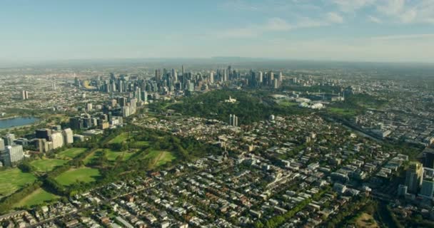 Letecký pohled Fawkner Park and Domain Parklands Melbourne — Stock video