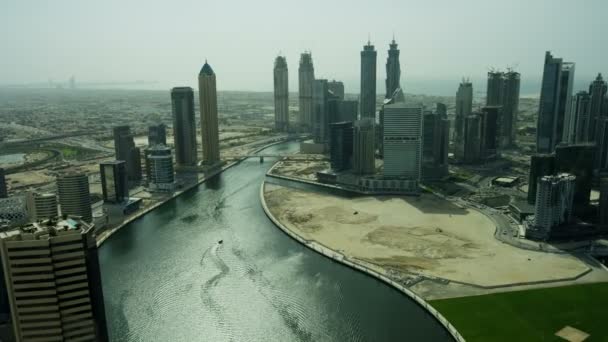 Luftaufnahme Dubai Business Bay Stadt Wolkenkratzer VAE — Stockvideo