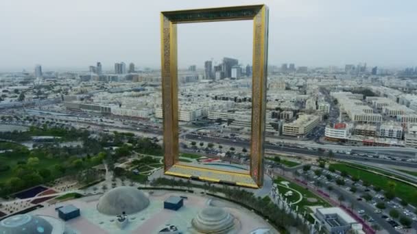 Vista aerea di riferimento Dubai Frame Zabeel Park Emirati Arabi Uniti — Video Stock