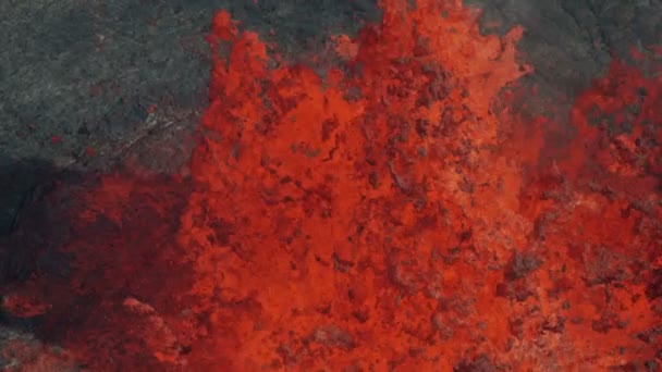 Aerial view fountains of natural red hot lava — Stock Video