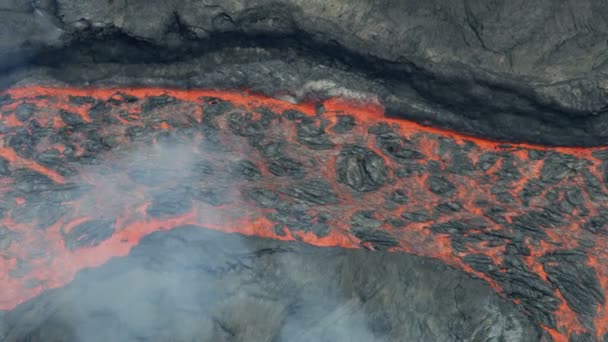 火山赤熱水の空中ビュー川 — ストック動画