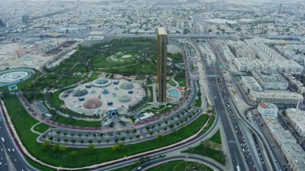 Widok z lotu ptaka Dubai Frame Zabeel Park ZEA — Wideo stockowe