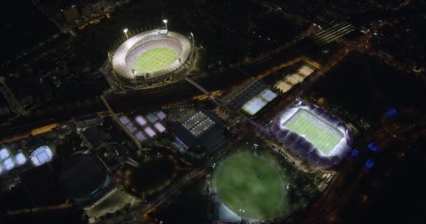 墨尔本公园空中夜景照明体育场馆 — 图库视频影像