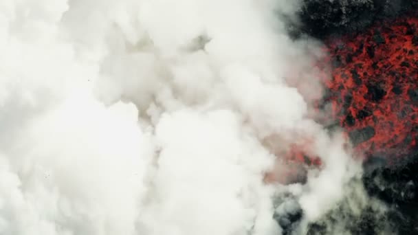 Hava manzaralı kızıl sıcak magma okyanusu buharı yükseliyor — Stok video