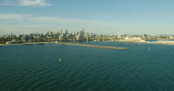 Luchtfoto Princes Pier Port Phillip Bay Melbourne — Stockvideo