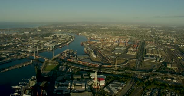 Vedere aeriană la răsărit Bolte Bridge Yarra River Melbourne — Videoclip de stoc