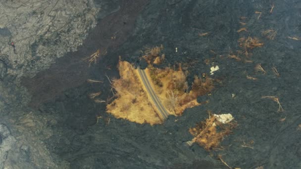 Αεροφωτογραφία του δρόμου φραγής λάβας βράχου λάβας — Αρχείο Βίντεο