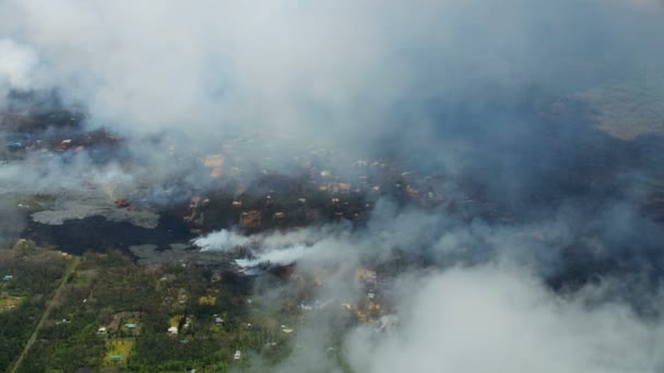 空中景观开阔的裂缝火山熔岩摧毁景观 — 图库视频影像