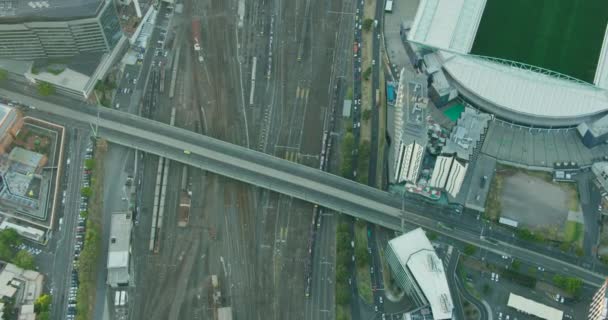 Vista aérea del amanecer La Trobe Street Bridge Melbourne — Vídeos de Stock