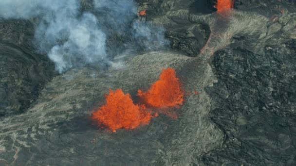 Antenne vulkanischen Magmas zerstört Landschaft Kilauea Hawaii — Stockvideo