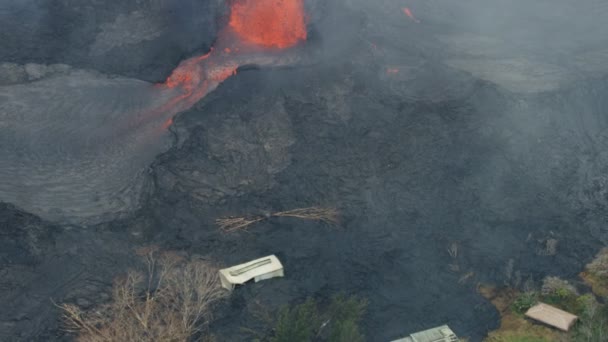 Aeronave de lava vulcânica destruída propriedade Kilauea Hawaii — Vídeo de Stock