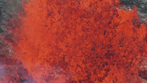 Aerial view of erupting hot liquid lava rock — Stock Video