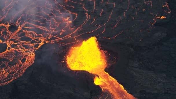 Aerial view of natural red hot lava liquid — Stockvideo