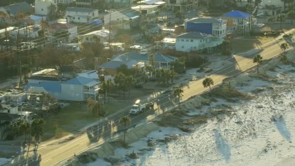 Flygfoto Orkanen Michael kust egendom skador Florida — Stockvideo