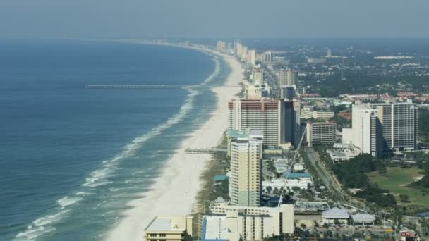 Luchtfoto uitzicht Panama stad strand hotels en appartementen — Stockvideo