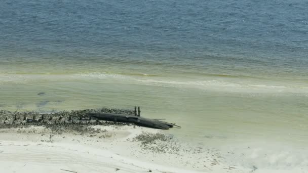 Letecký pohled ztroskotaná loď potopena 1899 hurikán Florida — Stock video