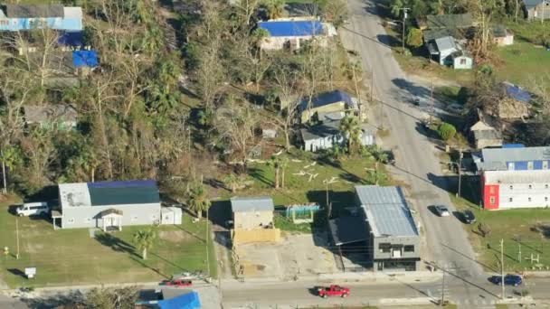 Aerial damaged Hurricane Michael communal property Florida USA — Stock Video