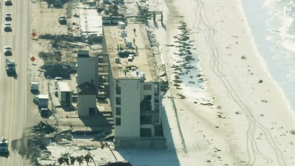 Airial view storm surge Mexico beach Florida Hurricane — Stok Video