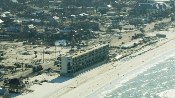 Vista aerea Messico spiaggia dopo uragano Michael ha colpito — Video Stock