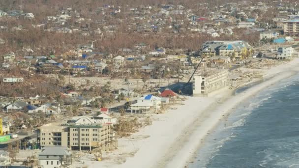 Vista aérea destrucción de huracanes en el municipio México Beach USA — Vídeos de Stock