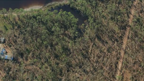 Aerial overhead view Hurricane dewastacja uszkodzona własność USA — Wideo stockowe