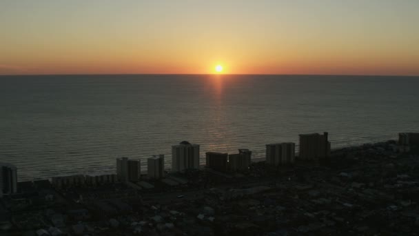 Aerial sunset view Panama city beach hotel condominiums — Stock Video