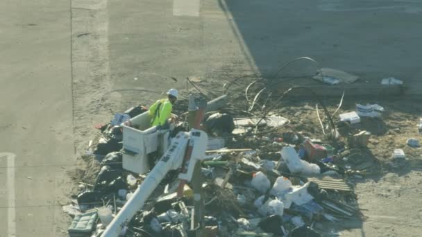 Florida November 2018 Légi Felvétel Linesman Járművek Javítása Törött Elektromos — Stock videók