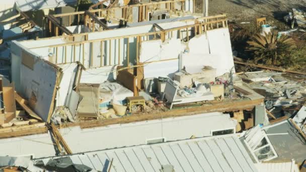 Flygfoto visa förstörelse av bostäder och egendom Hurricane — Stockvideo
