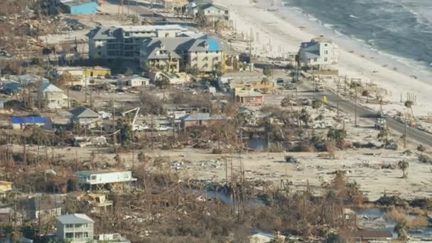 Flygfoto Orkanen Michael efterdyningar egendom förstörelse Florida — Stockvideo
