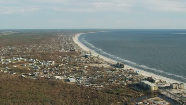 Légi kilátás Mexico Beach hurrikán tulajdon megsemmisítése Florida — Stock videók