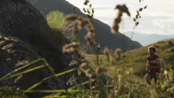 Ajuste Caucásico Macho Trail Runner Entrenamiento Running Para Mantener Forma — Vídeo de stock