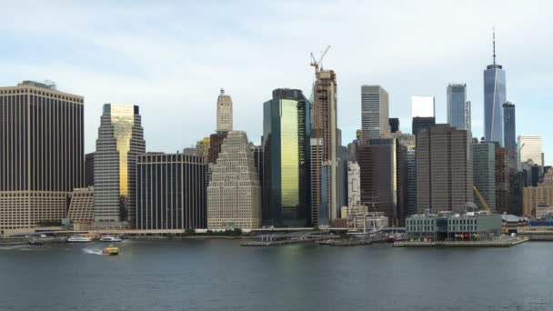 Timelapse přístav pohled Lower Manhattan trajekty USA — Stock video