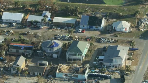 Aerial view property totally destroyed by recent Hurricane — Stock Video