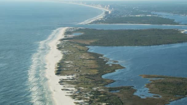 Flygfoto orkan kust strand landskap förstörelse Florida — Stockvideo