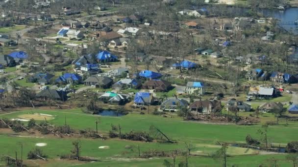 Vista aerea proprietà residenziale uragano Michael danni Florida — Video Stock