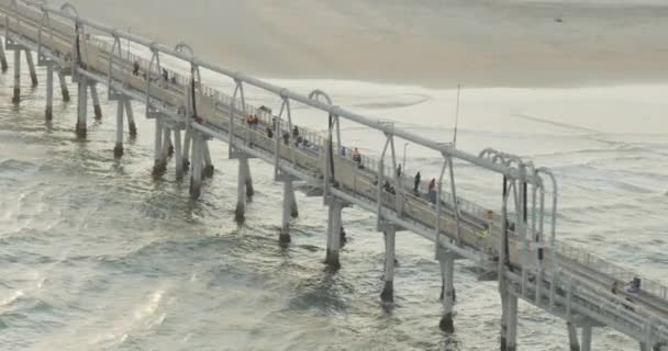 Flygfoto Southport Spit Pier personer fiske Queensland — Stockvideo
