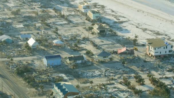 Vue Aérienne Dévastation Ouragan Propriété Résidentielle Détruite Aplatie Par Une — Video